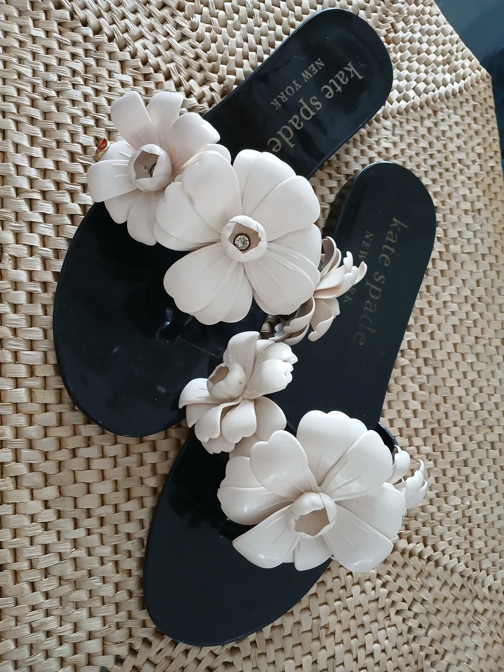kate spade White Floral Jelly Slide Sandals